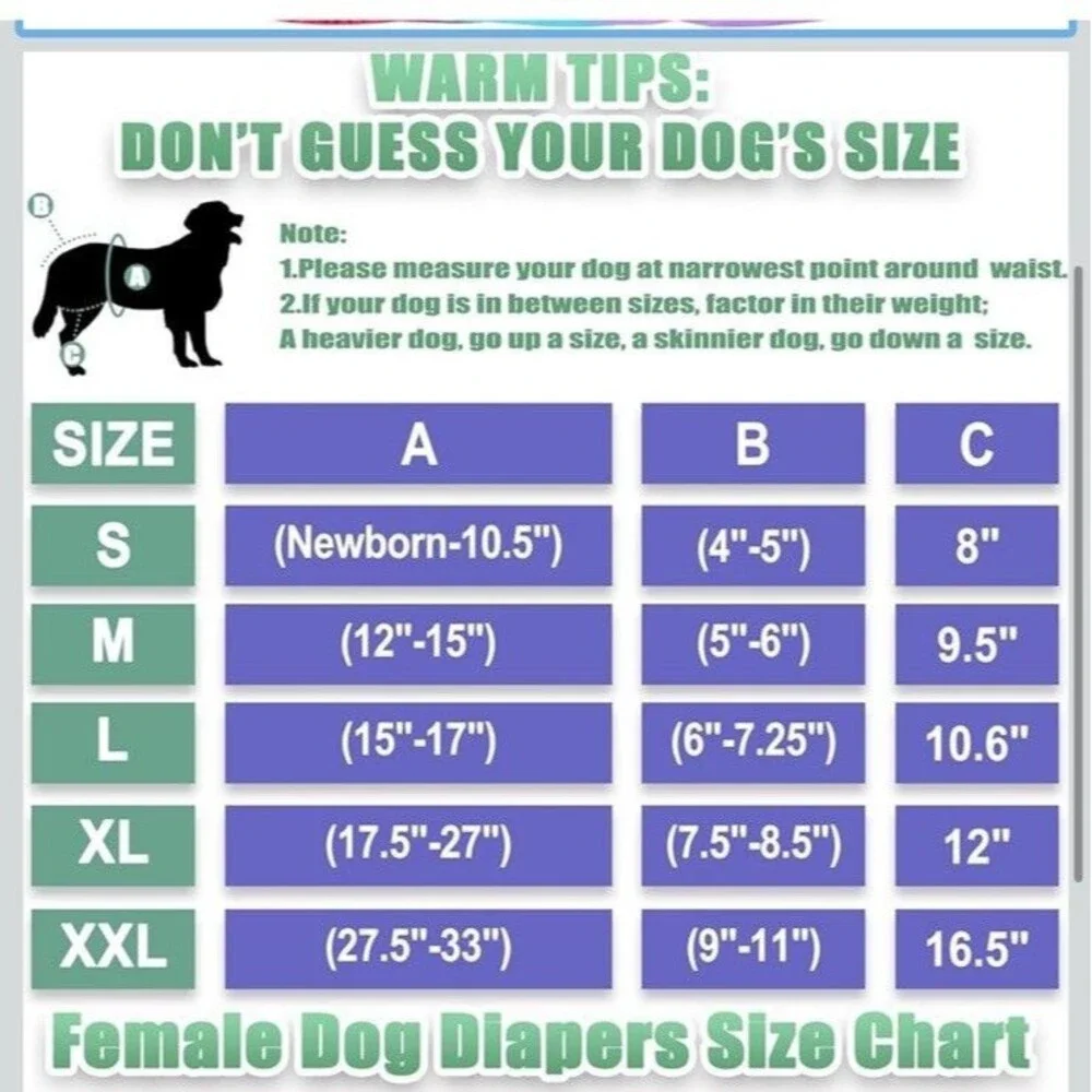 Washable Reusable Premium Female Dog Diapers, Medium Dog Doggie P...